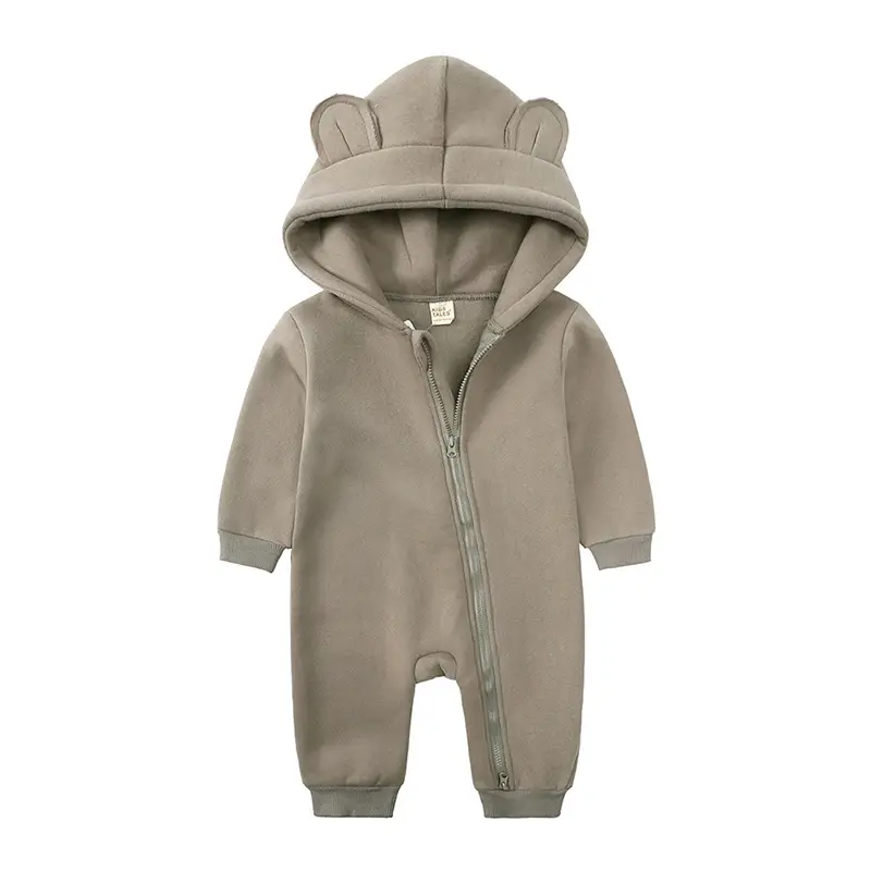 Newborn Bear Hooded Onesie Cream Full Zip - Image 6