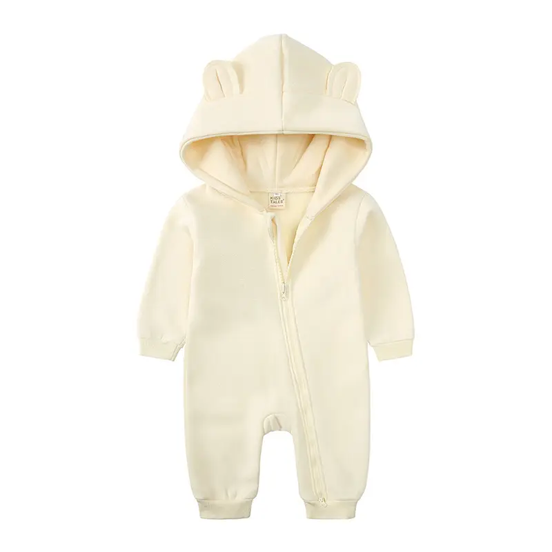 Newborn Bear Hooded Onesie Cream Full Zip - Image 7