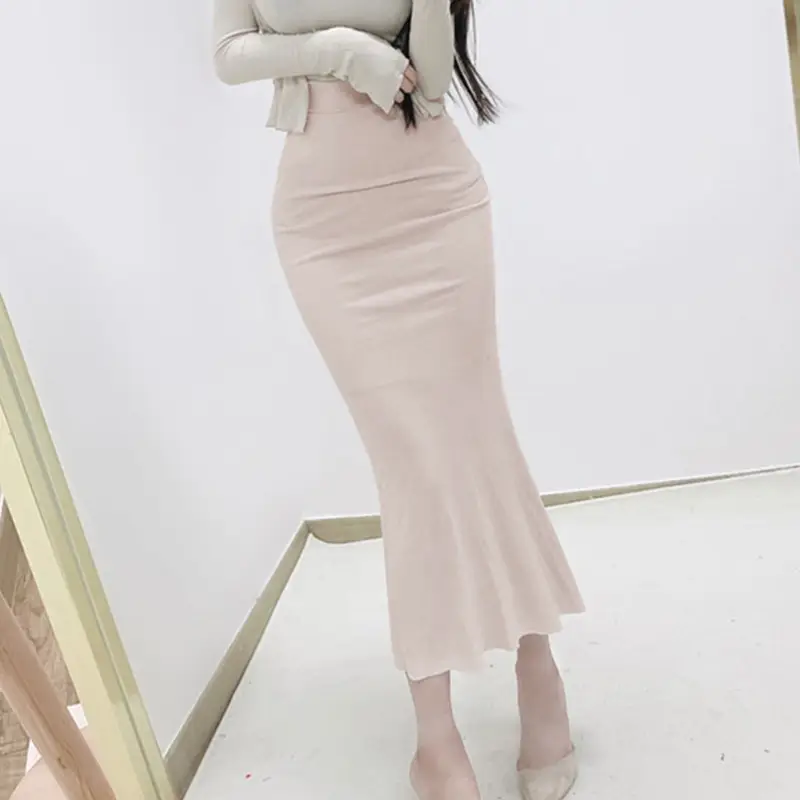 Light Purple High Waist Fishtail Skirt for Women