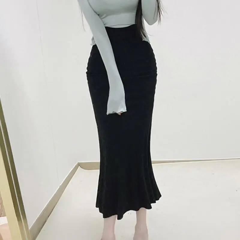 Light Purple High Waist Fishtail Skirt for Women