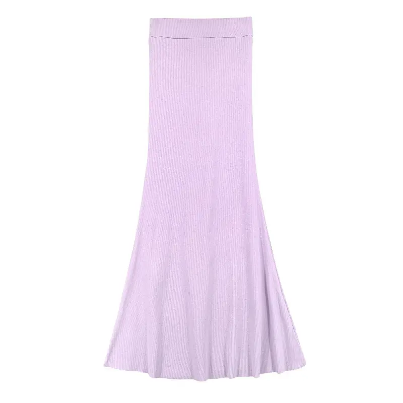 Light Purple High Waist Fishtail Skirt for Women