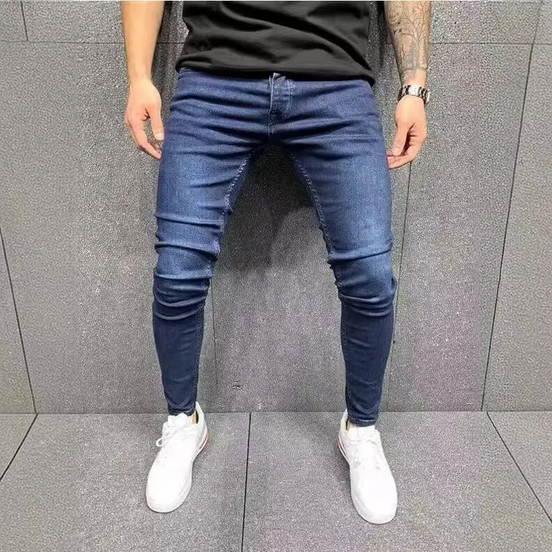 Men's Grey Elastic Tight Jeans Large Quantity - Image 6