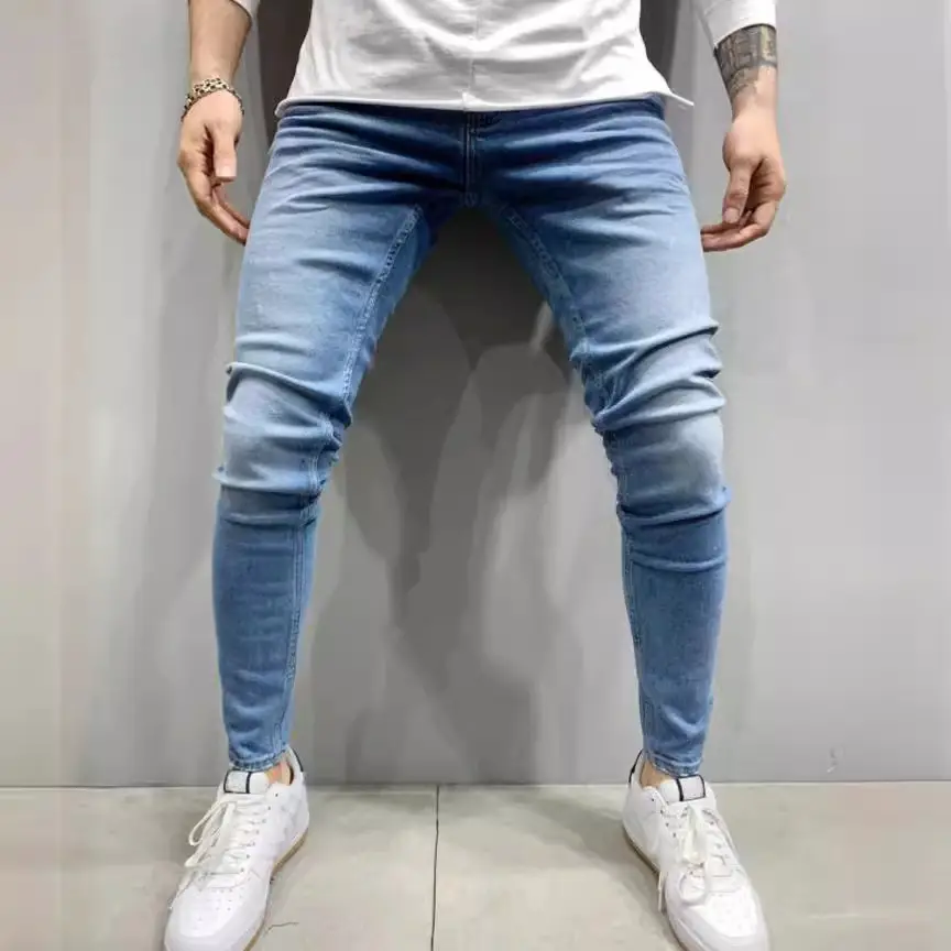 Men's Grey Elastic Tight Jeans Large Quantity - Image 7
