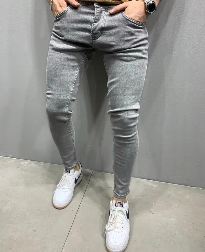 Men's Grey Elastic Tight Jeans Large Quantity — feature 16
