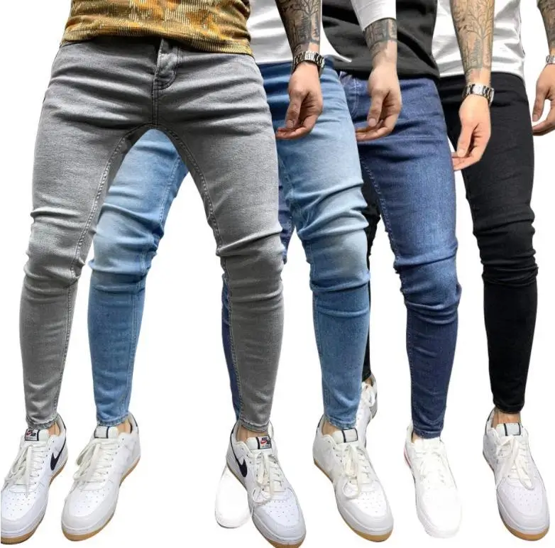 Men's Grey Elastic Tight Jeans Large Quantity — feature 2