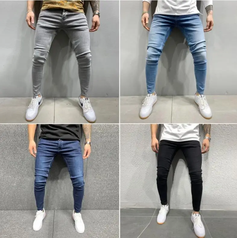 Men's Grey Elastic Tight Jeans Large Quantity — feature 9