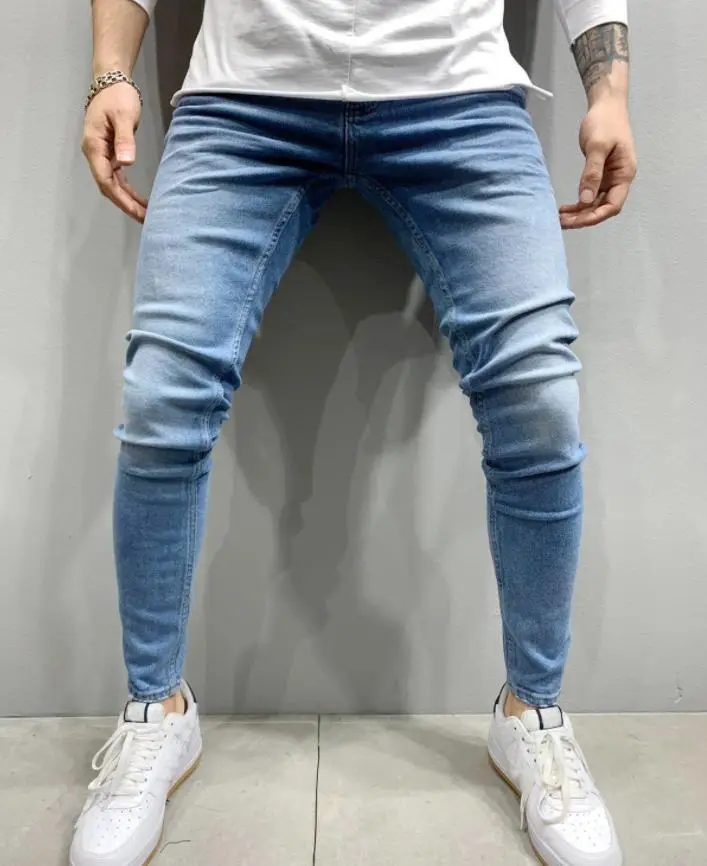Men's Grey Elastic Tight Jeans Large Quantity - Image 2