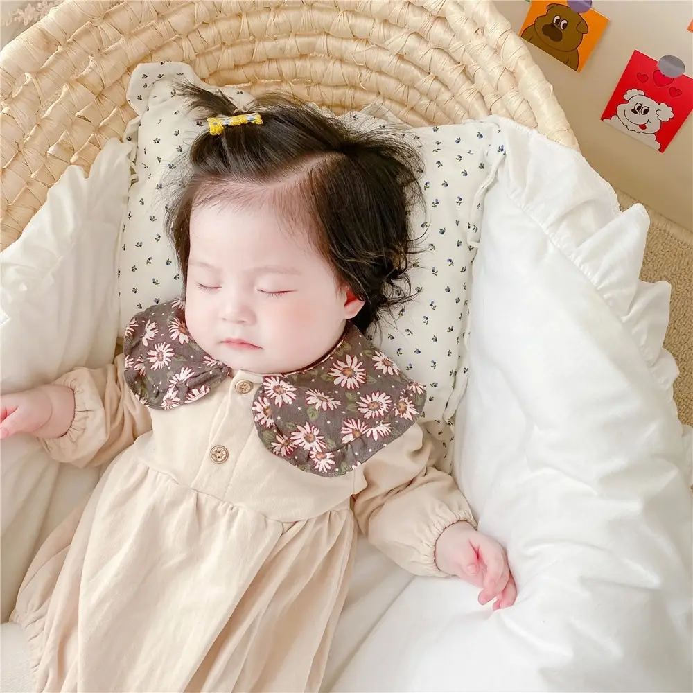 New Korean Style Baby Fart Clothes Set Yellow Cream - Image 4