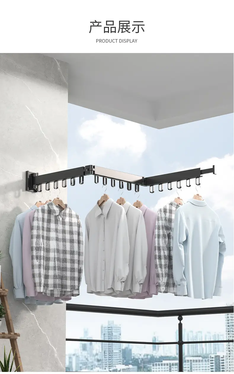Yuebenjia Folding Clothes Drying Rack with Retractable Rod — feature 13