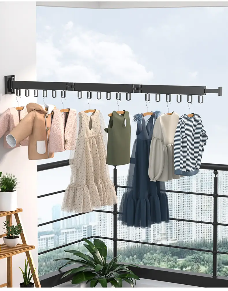 Yuebenjia Folding Clothes Drying Rack with Retractable Rod — feature 14