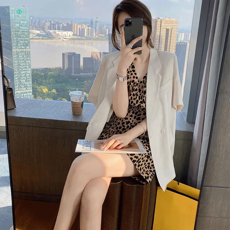 French Summer Leopard Print Slimming Dress with Tight Waist - Image 3