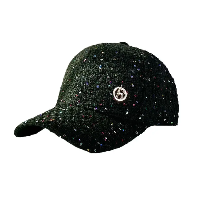 Women's Sequin R Letter Baseball Cap White Spring Autumn Winter - Image 7