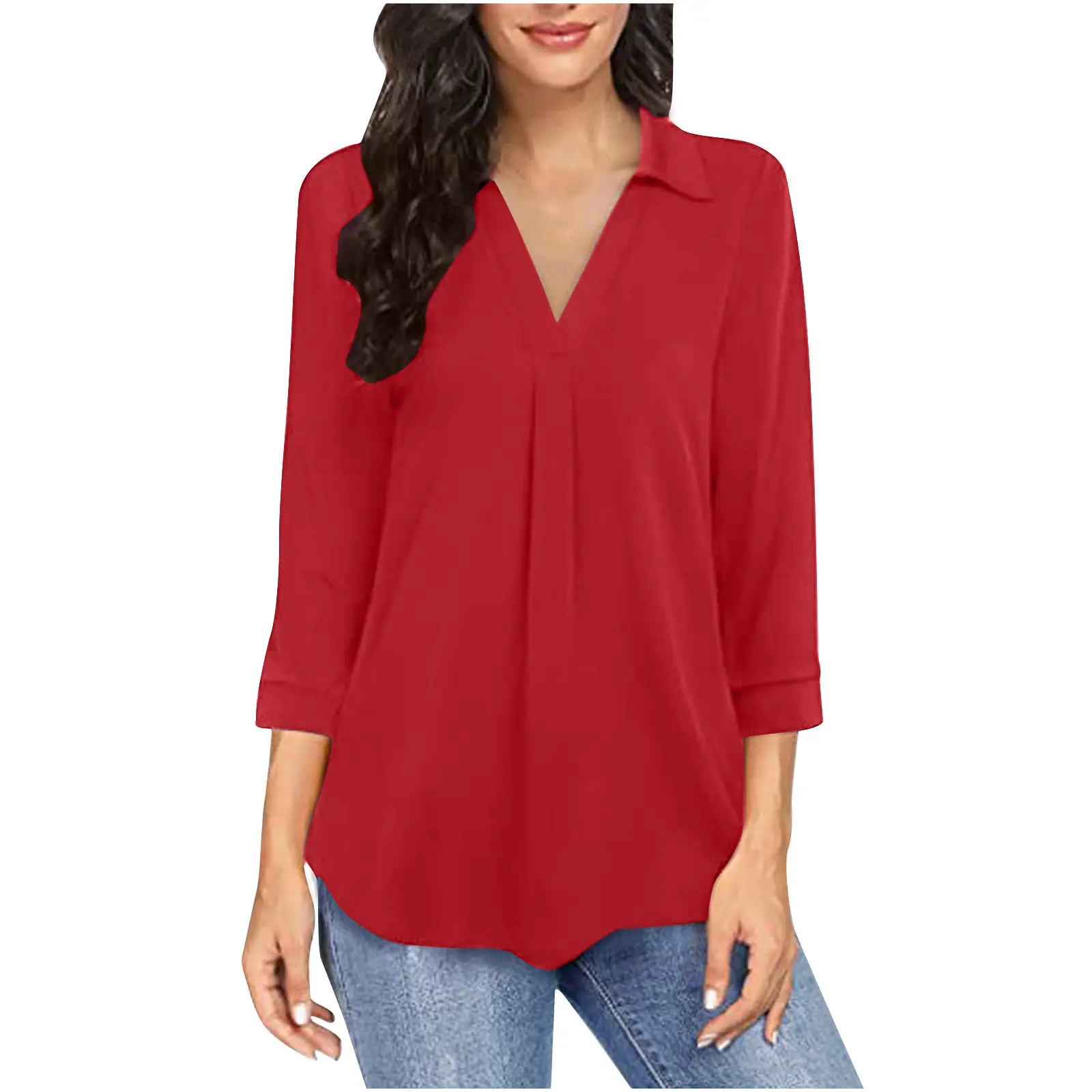 2024 Women's Elegant Chiffon V-Neck Shirt in Blue, Black, Green, Maroon - Image 7