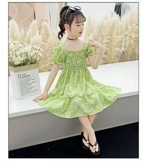 Girls Princess Dress Green Floral 2024 Medium to XL — feature 18