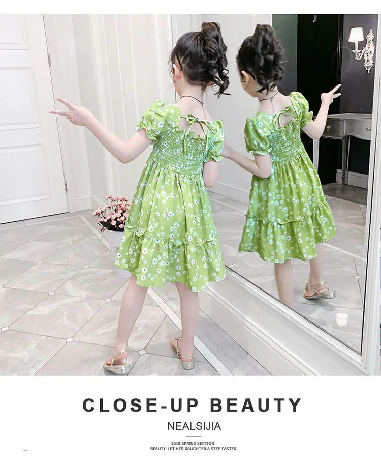 Girls Princess Dress Green Floral 2024 Medium to XL — feature 25