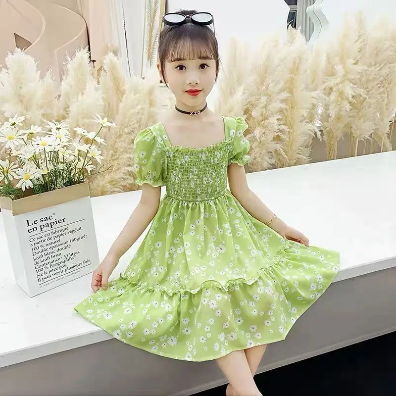 Girls Princess Dress Green Floral 2024 Medium to XL - Image 3