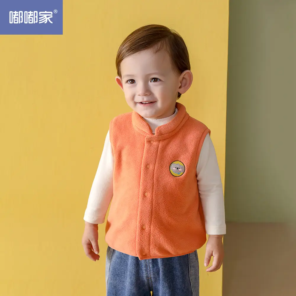 Orange Fleece Baby Vest for Boys Spring Newborn - Image 6