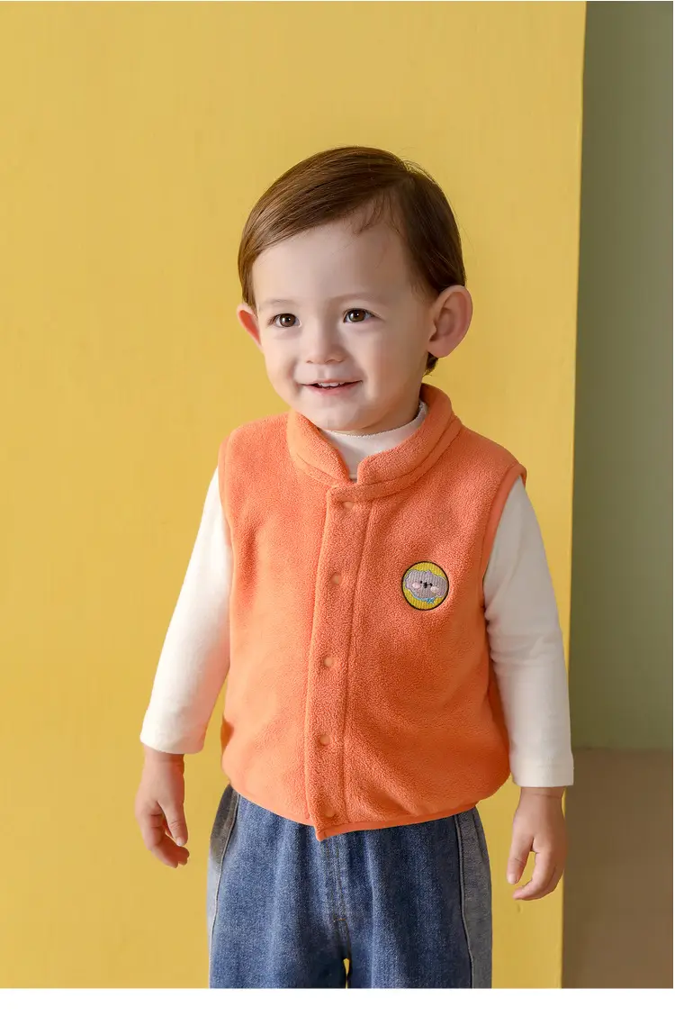 Orange Fleece Baby Vest for Boys Spring Newborn — feature 7