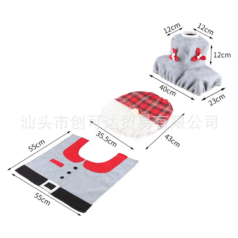 Santa Toilet Cover Set 3-Piece Christmas Decor