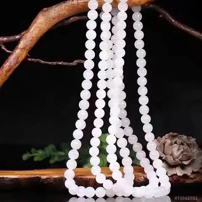 White Jade Beads Mom Chain Necklace for Women - Image 3