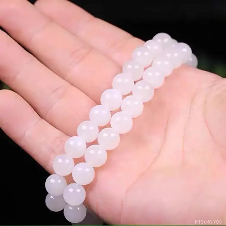 White Jade Beads Mom Chain Necklace for Women - Image 4