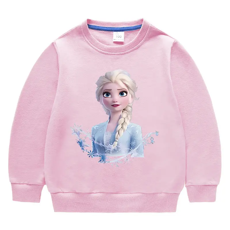 Kids Frozen Elsa Sweatshirt Yellow Pure Cotton Round Neck - Image 2