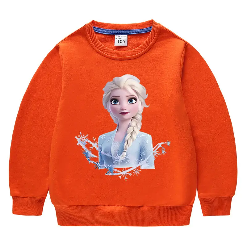 Kids Frozen Elsa Sweatshirt Yellow Pure Cotton Round Neck - Image 11