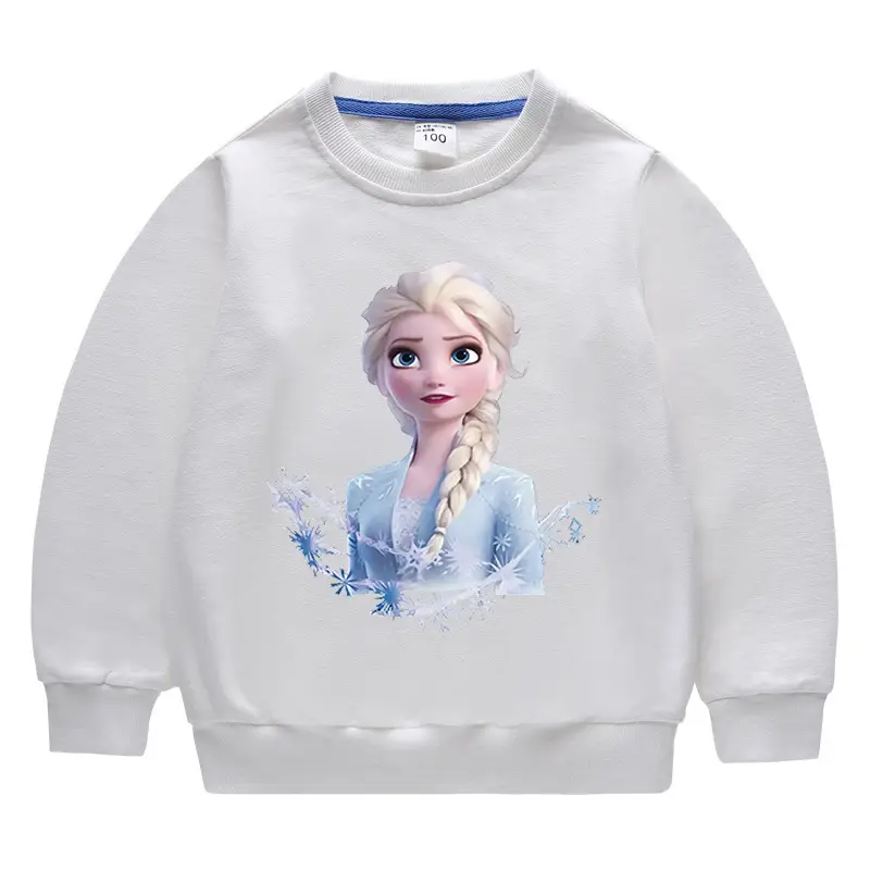 Kids Frozen Elsa Sweatshirt Yellow Pure Cotton Round Neck