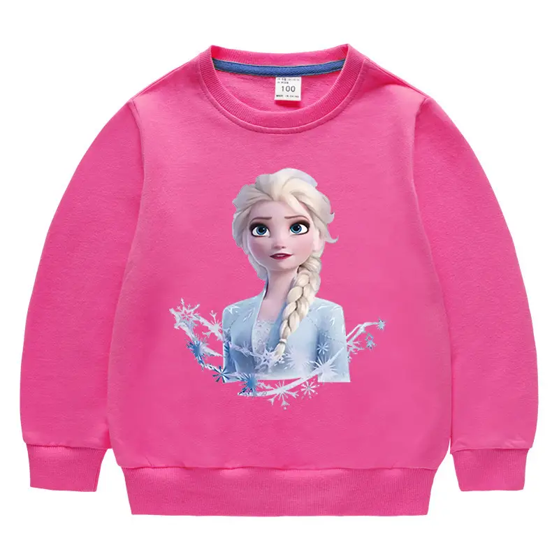 Kids Frozen Elsa Sweatshirt Yellow Pure Cotton Round Neck - Image 13