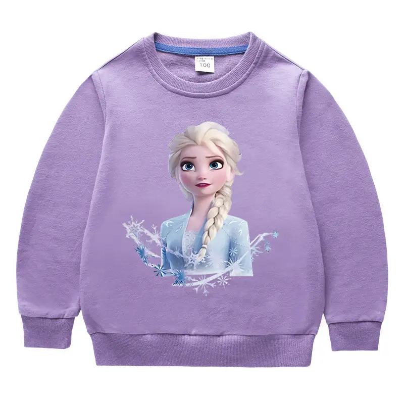 Kids Frozen Elsa Sweatshirt Yellow Pure Cotton Round Neck - Image 5