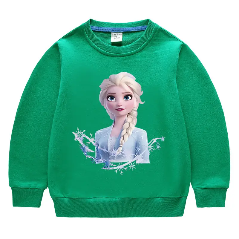 Kids Frozen Elsa Sweatshirt Yellow Pure Cotton Round Neck - Image 7
