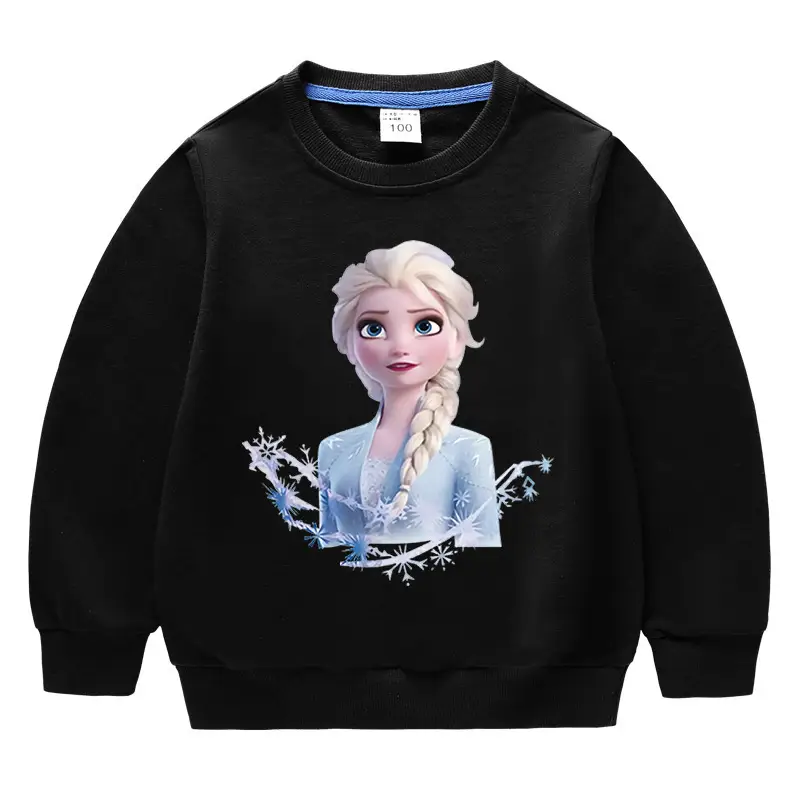 Kids Frozen Elsa Sweatshirt Yellow Pure Cotton Round Neck - Image 8
