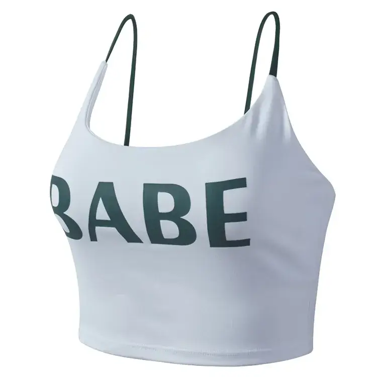 Women's Black Letter Camisole Running Yoga Bra - Image 9