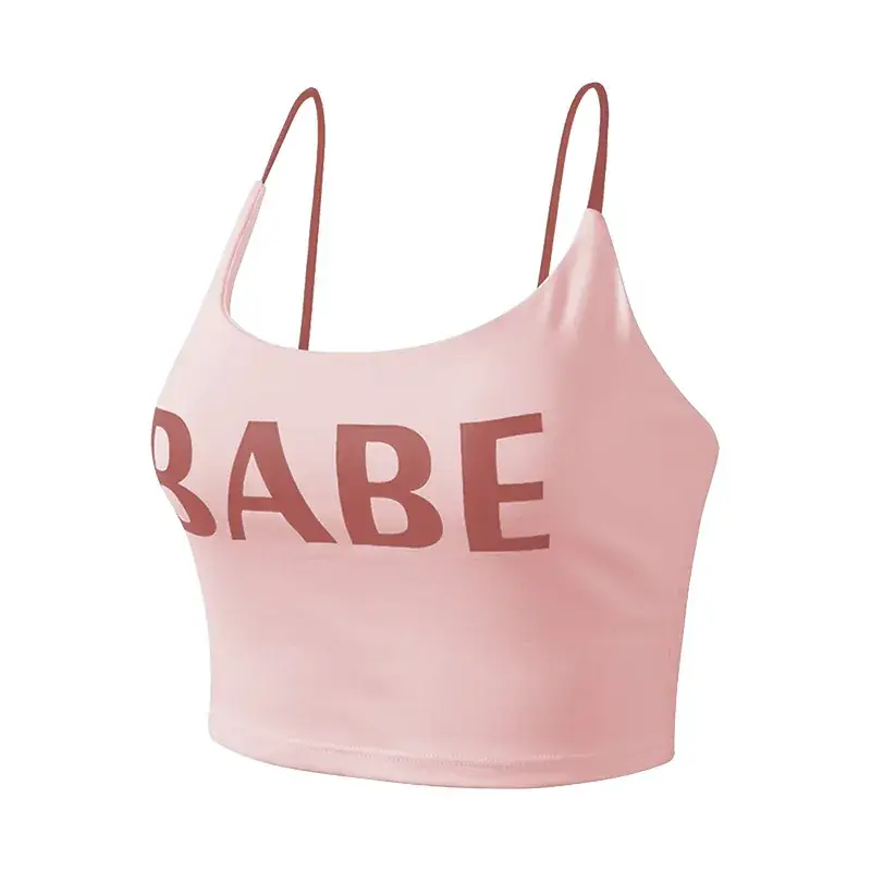Women's Black Letter Camisole Running Yoga Bra - Image 2