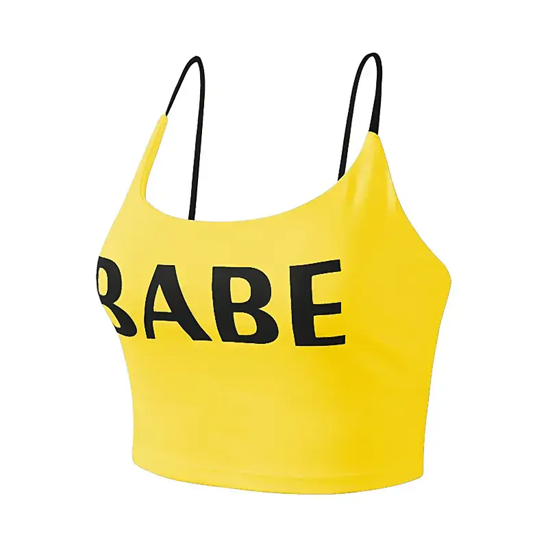Women's Black Letter Camisole Running Yoga Bra - Image 3
