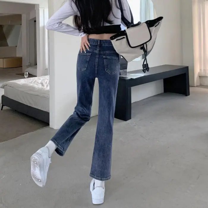 Women Wide Leg Slim Cropped Jeans Spring 2024