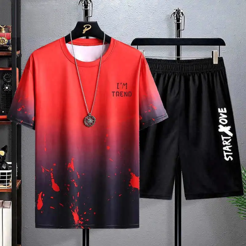 Men's 2Pc Tie Dye Print Sports Suit Large