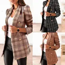 Women's Navy Blue Slim Fit Lapel Suit Jacket — feature 13