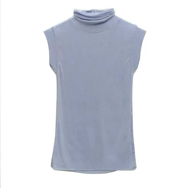 Women Slim Fit Stretch Sleeveless Vest High Neck Top Olive Green - Image 12
