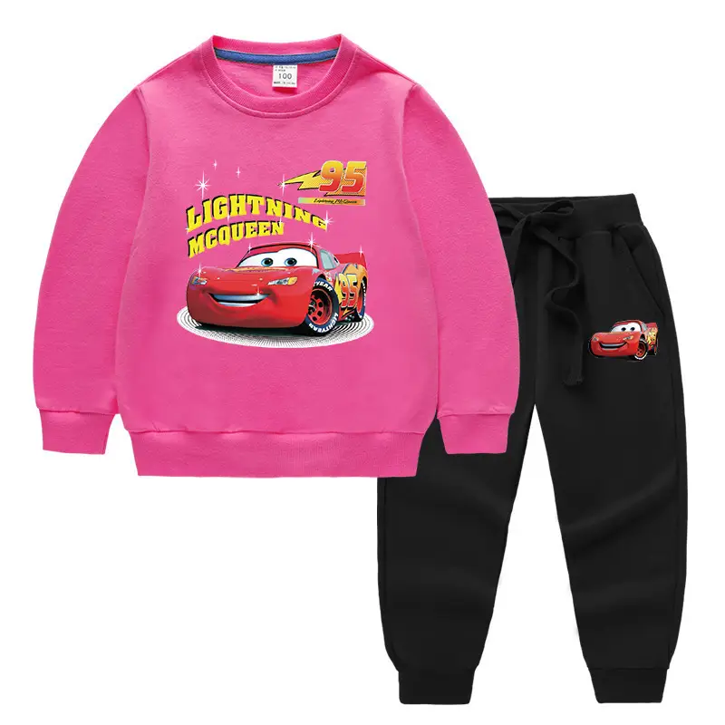 Kids McQueen Car Sweatshirt Trousers Set Green Grey