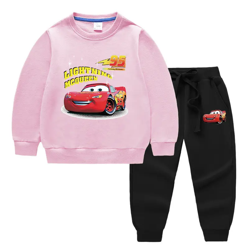 Kids McQueen Car Sweatshirt Trousers Set Green Grey