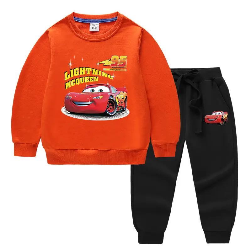 Kids McQueen Car Sweatshirt Trousers Set Green Grey