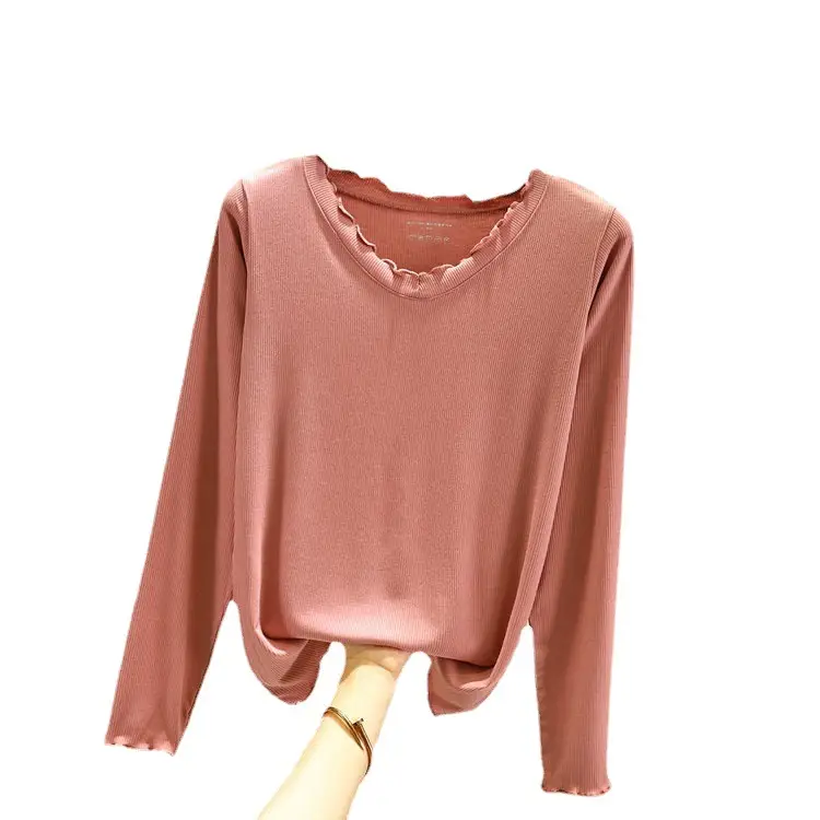 White V-Neck Lace Long Sleeve T-Shirt for Women