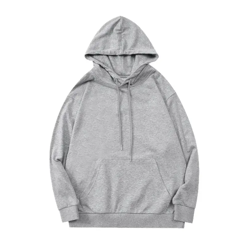 Men Black Fleece Hoodie Solid Color Loose Fit - Image 9
