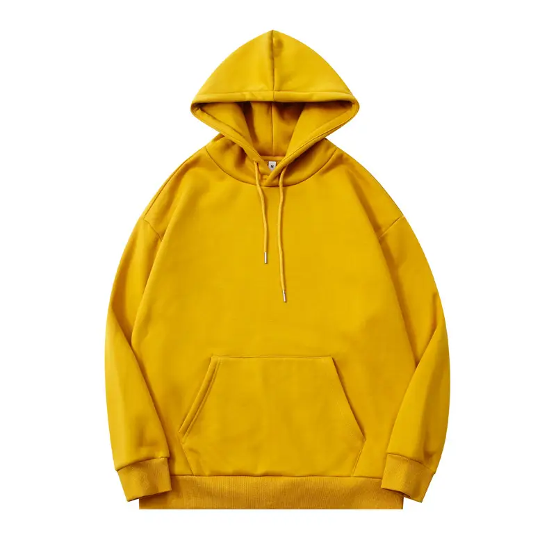 Men Black Fleece Hoodie Solid Color Loose Fit - Image 3
