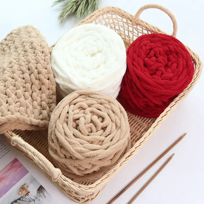 Ice strip line single strand thick wool woven blanket slippers line scarf hat scarf line cross-border factory wholesale