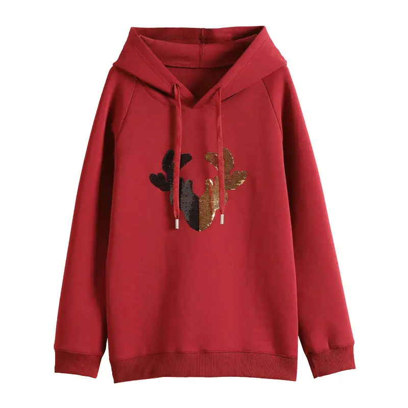 Women Maroon Hooded Sweatshirt with Cactus Embroidery - Image 6