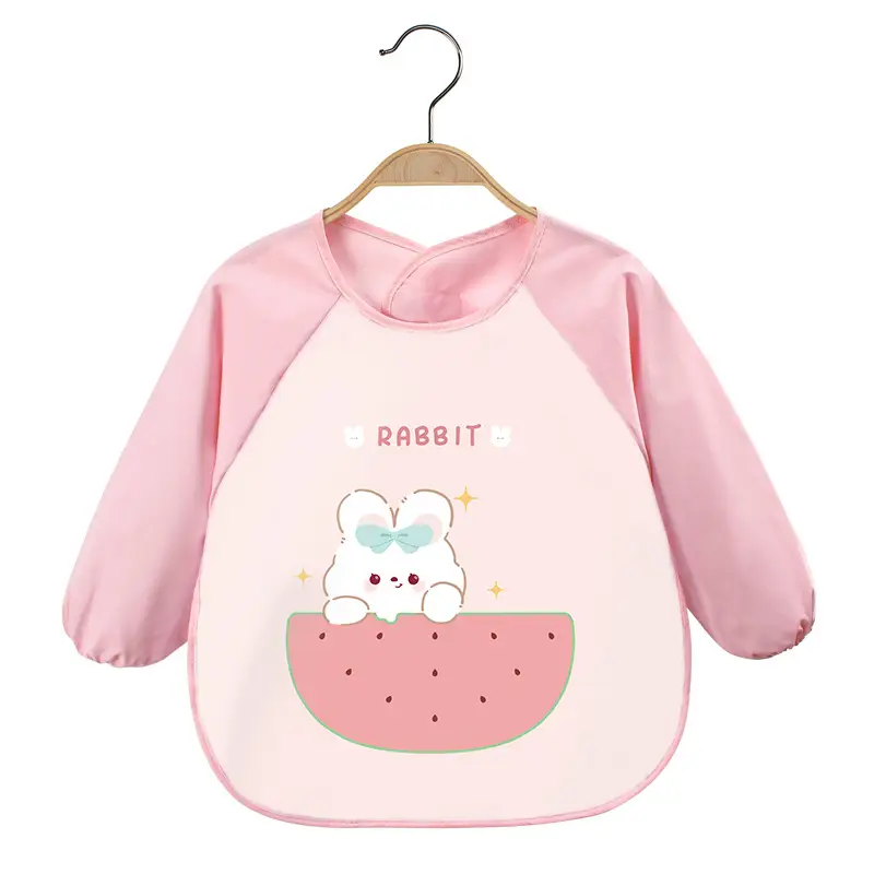 Pink Cherry Print Baby Flip Bib Anti-Dirty - Image 4