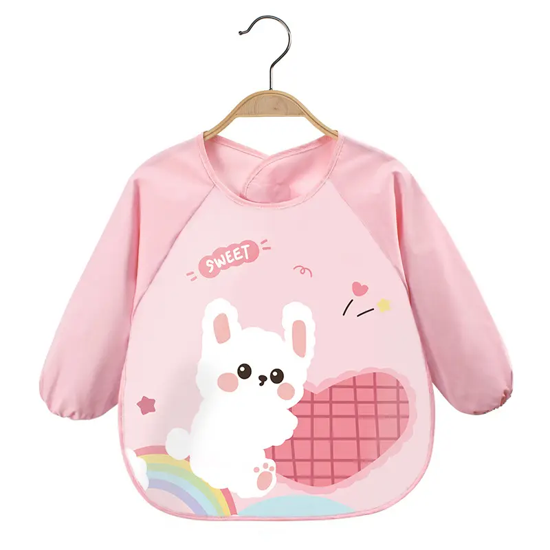 Pink Cherry Print Baby Flip Bib Anti-Dirty - Image 6