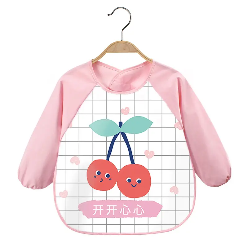 Pink Cherry Print Baby Flip Bib Anti-Dirty - Image 8